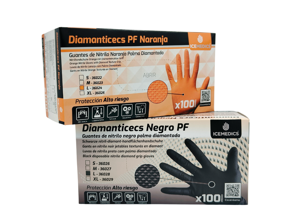 2KA INDUSTRIAL - PROTECCIN LABORAL - PROTECCIN MANOS - Guante desechable de nitrilo diamantado negro 100 unidades - Foto 1